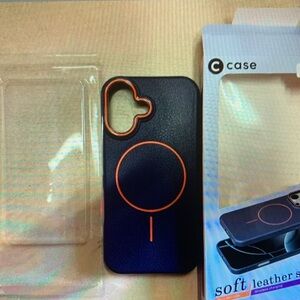 Case-Mate Black and Orange Leather Phone Case